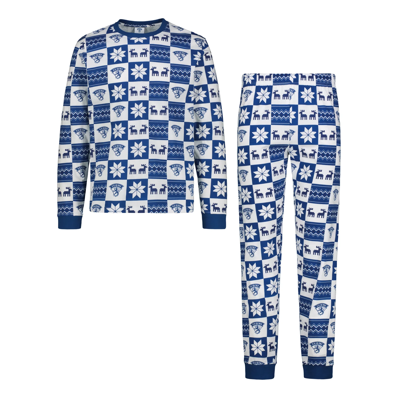 Leijonat aikuisten pyjamasetti, sinivalkoinen - Image 4